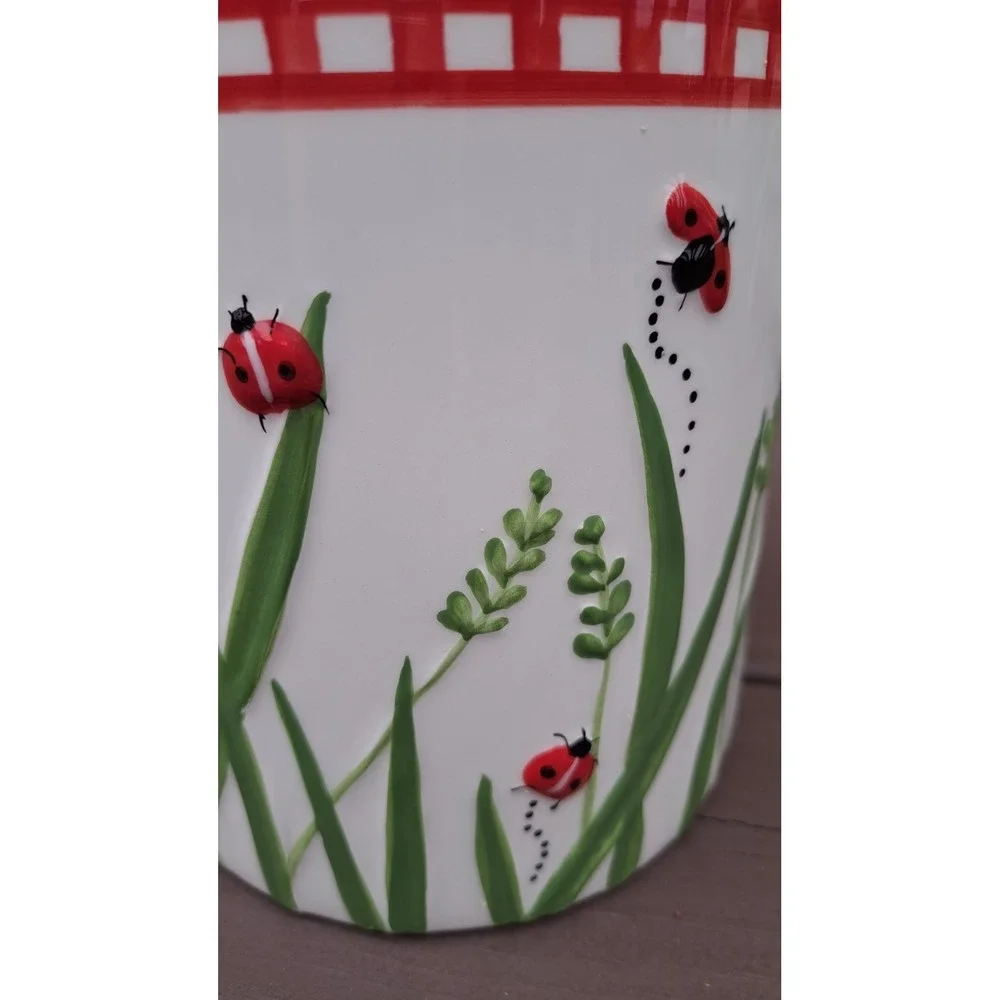 Hausenware Design By Libby Wilkle Ladybug Design Porcelain Canister Cookies Jar